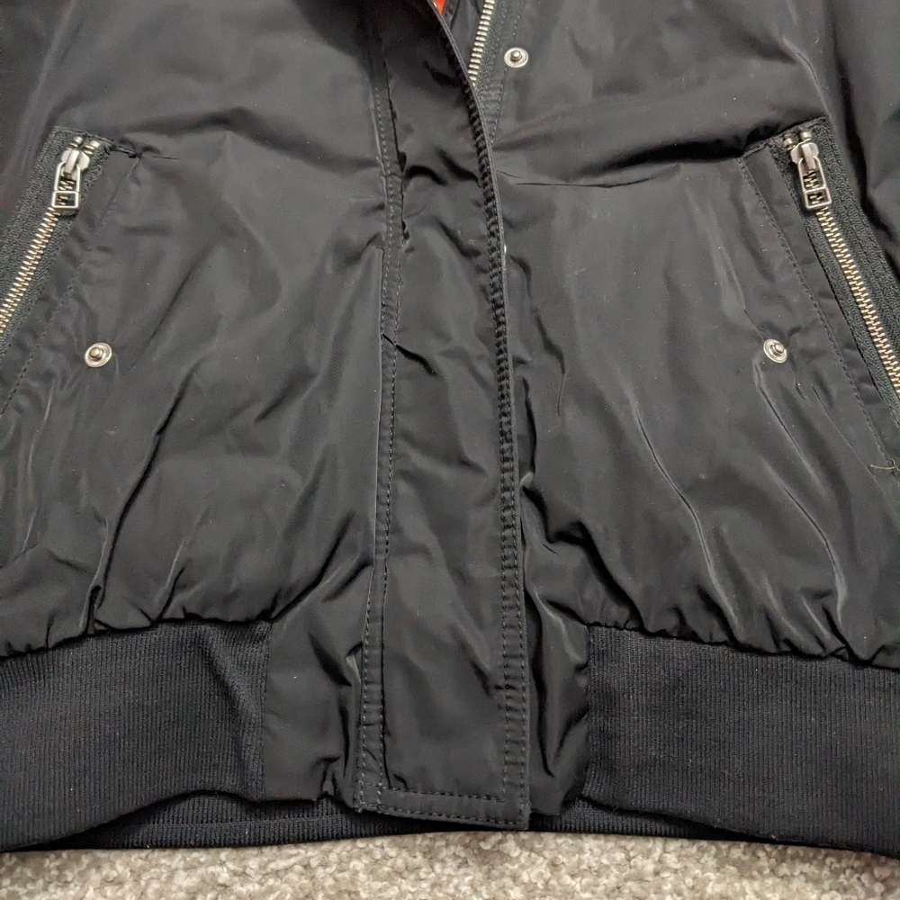 Wilfred Free quilted bomber winter jacket with fur lined hood black - Picture 4 of 16